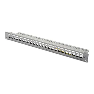 Digitus Modular Patch Panel, stíněný 24 portů, blank, 1U, montáž do stojanu, šedá RAL 7035, DN-9