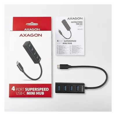 AXAGON MINI hub USB-C / HUE-M1C / USB 3.2 Gen1 / 4x USB-A / kovové tělo / 0,2m, HUE-M1C