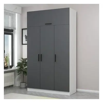 Hanah Home Wardrobe Minar 3 Kapak 2 Çekmece 235 - White, Anthracite WhiteAnthracite