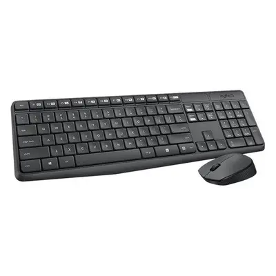 Logitech set MK235/ Bezdrátová klávesnice + myš/ 2.4GHz/ USB přijímač/ CZ/ šedý, 920-007933