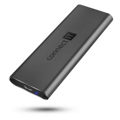 CONNECT IT AluSafe externí box pro SSD disky M.2 NVMe, 10 Gbps, USB-C, ANTRACITOVÝ, CEE-7050-AN