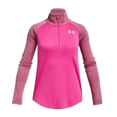 Under Armour Dívčí tričko Tech Graphic 1/2 Zip rebel pink YXL, 160 - 170