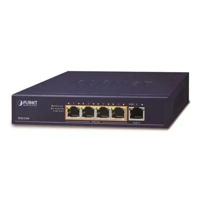 Planet PoE/LAN extender, 1xPoE-in, 4xPoE-out 65W, 802.3bt/at/af, Gigabit, POE-E304