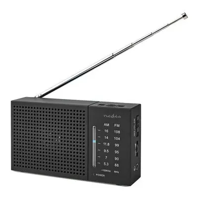 NEDIS přenosné rádio/ AM/ FM/ napájení z baterie/ analogové/ 1.5 W/ výstup pro sluchátka/ černé