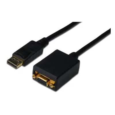 Digitus Adaptérový kabel DisplayPort, DP - HD15 (VGA) samec / samice, 0,15 m, s blokováním, komp