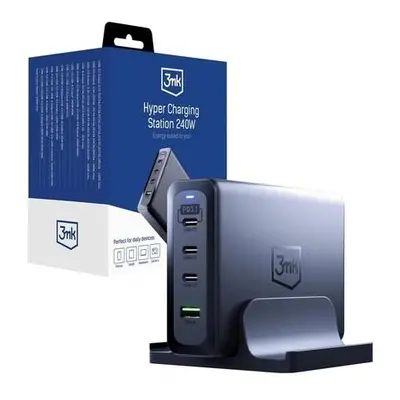 3mk nabíjecí stanice - Hyper Charging Station, 240 W, GaN, 3x USB-C + 1x USB-A, 5903108515146