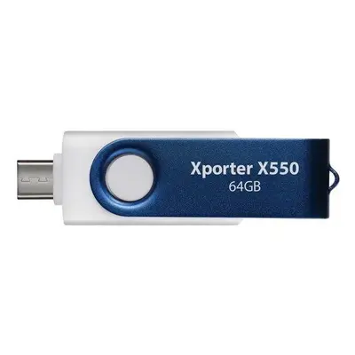 PATRIOT Xporter X550 64GB / USB Typ-A + USB Typ-C / USB 3.2 Gen 1 / bílo-modrá, PS64GX550AAD