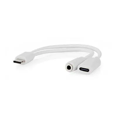 NEDIS USB-C adaptér/ USB-C zástrčka - USB-C zásuvka / 3,5 mm jack zásuvka/ bílý/ blistr/ 10 cm