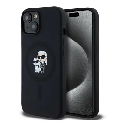 Karl Lagerfeld Liquid Silicone Karl and Choupette Magsafe Zadní Kryt pro iPhone 14 Black