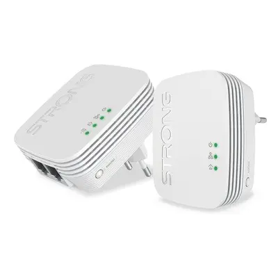 STRONG sada 2 adaptérů Powerline WF 600 DUO MINI/ Powerline 600 Mbit/s/ Wi-Fi 300 Mbit/s/ 2x LAN