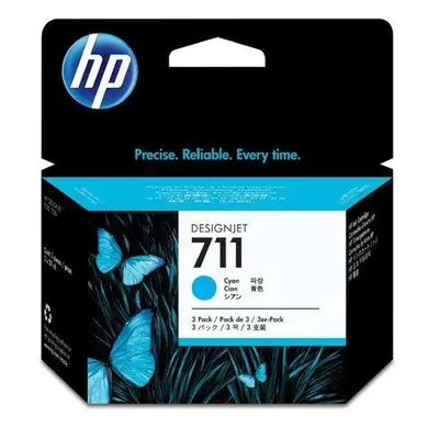 HP inkoustová kazeta 711 azurová CZ134A originál 3-pack, CZ134A