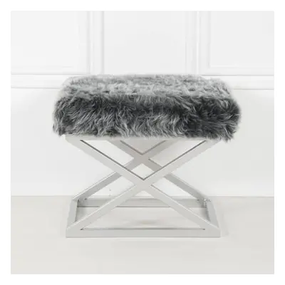 Atelier del Sofa Pouffe Capraz Plush - Silver, Grey SilverGrey