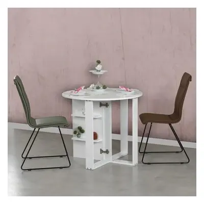 Hanah Home Folding Table Middle - Shiny White White