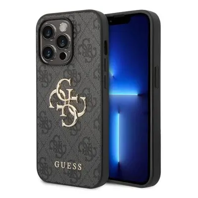 Guess PU 4G Metal Logo kryt iPhone 15 Pro Max šedý