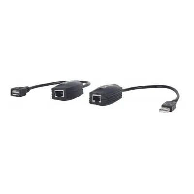 Manhattan 179300 USB 1.1 Prodloužení přes patch kabel RJ45, do 60m, 2ks, Black