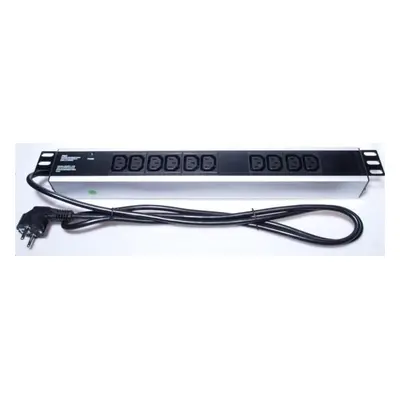 PremiumCord Panel napájecí do 19" racku 1.5U, 10xIEC (C13), 2m kabel, PDU-E15G10