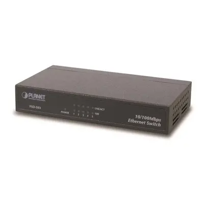 Planet FSD-503 switch 5x 10/100Base-TX, 10", kov, fanless, FSD-503