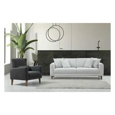 Atelier del Sofa Sofa Set Sare 3+1 - Ares White, Dark Grey Ares WhiteDark Grey