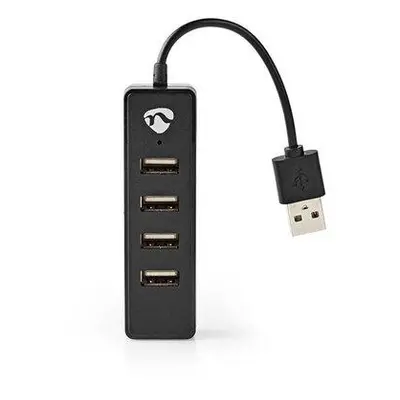 Nedis UHUBU2420BK - Počítačový Rozbočovač | USB-A Zástrčka | 4x USB A Female | 4 Porty | USB 2.0