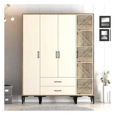 Hanah Home Wardrobe Kumsal STP - Walnut, Cream WalnutCream