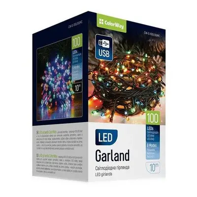 COLORWAY LED řetěz/ vnitřní / 100 LED / délka 10m / více barevný/ 8 funkcí/ napájení USB