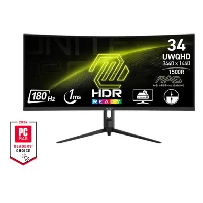 MSI Gaming MAG 342CQR E2, 34" VA zakřivený /3440x1440 (UWQHD)/180Hz/1ms/DP/2xHDMI/Výškově nastav