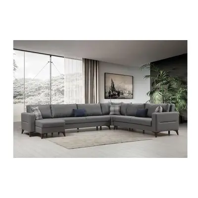 Atelier del Sofa Corner Sofa-Bed Kristal Rest 3+Corner+3 - Dark Grey