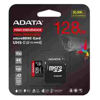 ADATA MicroSDXC karta 128GB High Endurance UHS-I C10 V30 A2 (R:100/W:85 MB/s) + SD adaptér