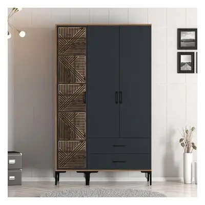 Hanah Home Wardrobe Kumsal PT - Walnut, Anthracite WalnutAnthracite