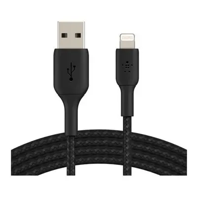 BELKIN kabel oplétaný USB-A - Lightning, 1m, černý