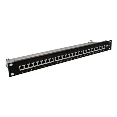 XtendLan Patch panel 19", 24 portů CAT6A stíněný - černý, XL-PP19-24C6AS-XL-BLACK