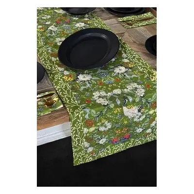 Hermia Runner Green Flower 45 x 150