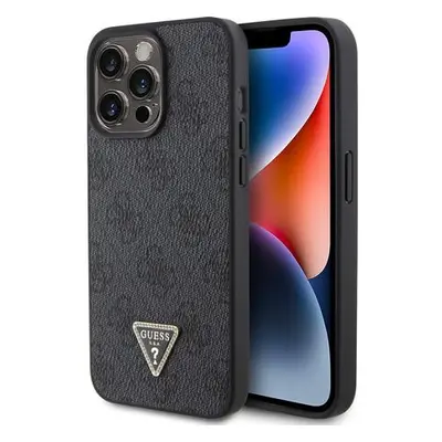 Guess PU 4G Strass Triangle Metal Logo kryt iPhone 15 Pro Max černý