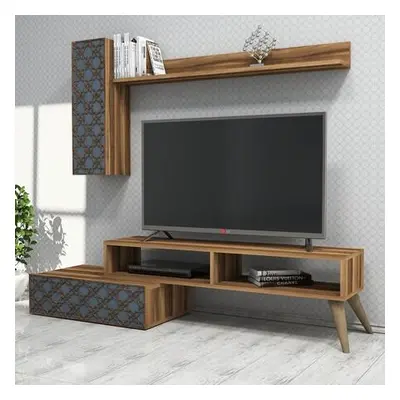 Hanah Home TV Unit Planet - Walnut, Chalcedony WalnutChalcedony