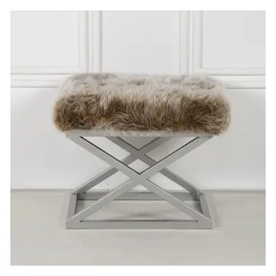 Atelier del Sofa Pouffe Capraz Plush - Silver, Brown SilverBrown