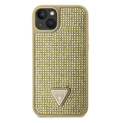 Guess Rhinestones Triangle Metal Logo Kryt pro iPhone 14 Gold