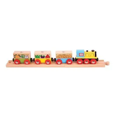 Bigjigs Rail Nákladní vlak se zeleninou + 3 koleje