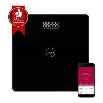 UMAX chytrá váha Smart Scale US30HRC/ 0,2 – 180 kg/ Bluetooth 4.0/ 15 tělesných parametrů (tep. 