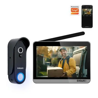 EVOLVEO DoorPhone W7, Sada domácího bezdrátového videotelefonu s WiFi černý stříbrný monitor