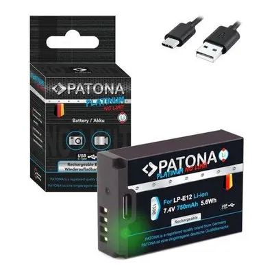 PATONA baterie pro foto Canon LP-E12 750mAh Li-Ion Platinum USB-C nabíjení