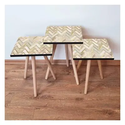 Hanah Home Nesting Table (3 Pieces) 3SHP138 - Beige BeigeGold