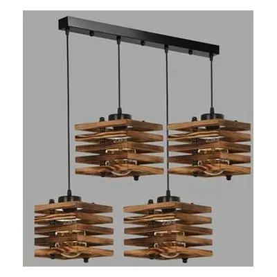 Opviq Chandelier Cara ahşap 4 lü sıralı yanık sarkıt Brown