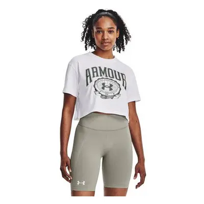 Under Armour Dámské tričko Collegiate Crest Crop SS white L, Bílá