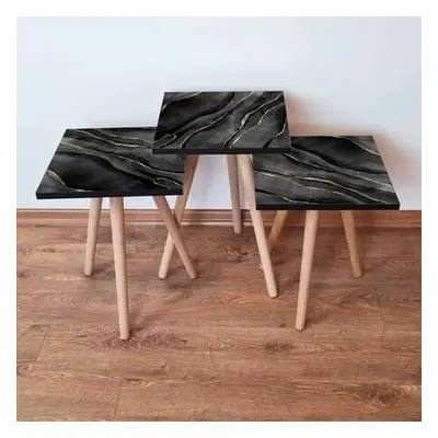 Hanah Home Nesting Table (3 Pieces) 3SHP164 - Black BlackGreyGold