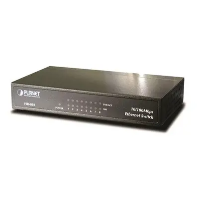 Planet FSD-803 switch 8x10/100Base-TX, 10", kov, desktop, fanless, FSD-803