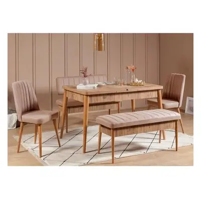 Hanah Home Extendable Dining Table & Chairs Set (5 Pieces) Vina Atlantic Stone Atlantic PineSto