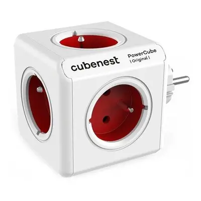 Cubenest Powercube Original, 5× zásuvka, bílá/červená, dětská pojistka, uzemnění, max. 16A/250V