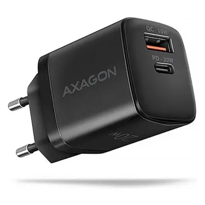 AXAGON ACU-PQ20 nabíječka do sítě 20W, 2x port (USB-A + USB-C), PD3.0/PPS/QC4+/AFC/Apple, černá