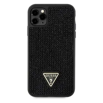 Guess Rhinestones Triangle Metal Logo Kryt pro iPhone 11 Pro Black