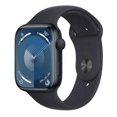 Apple Watch Series 9 45mm Temně inkoustový hliník s temně inkoustovým sportovním řemínkem M/L